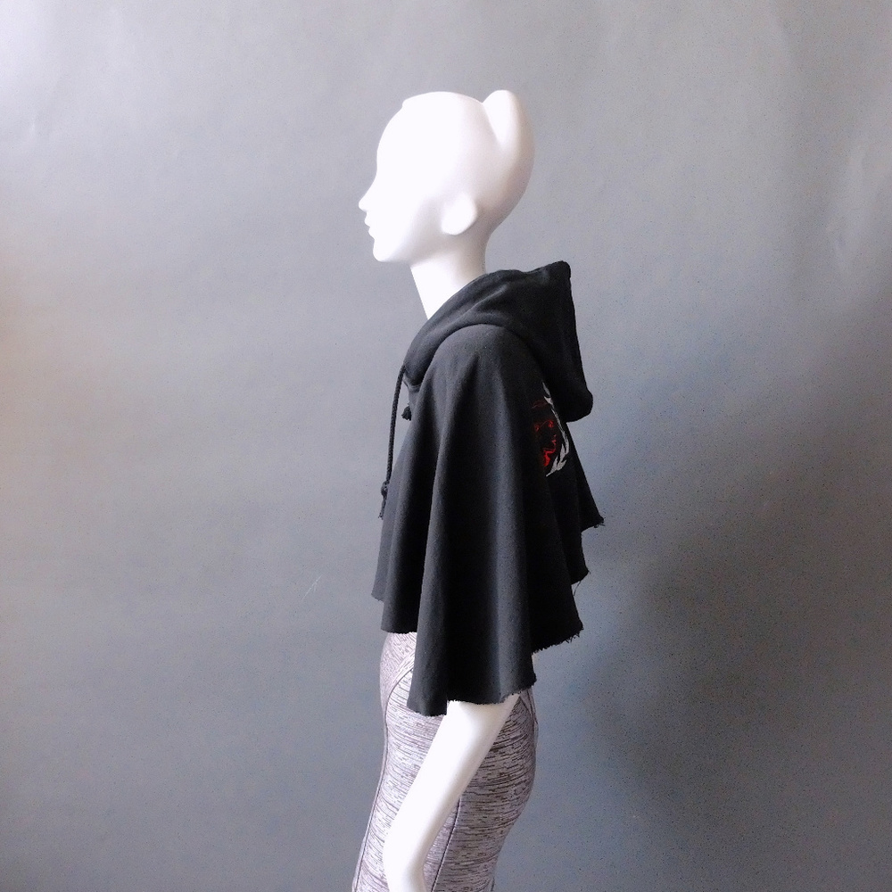 Wendy & Jim Black Goth Cropped Hoodie Capelet RARE